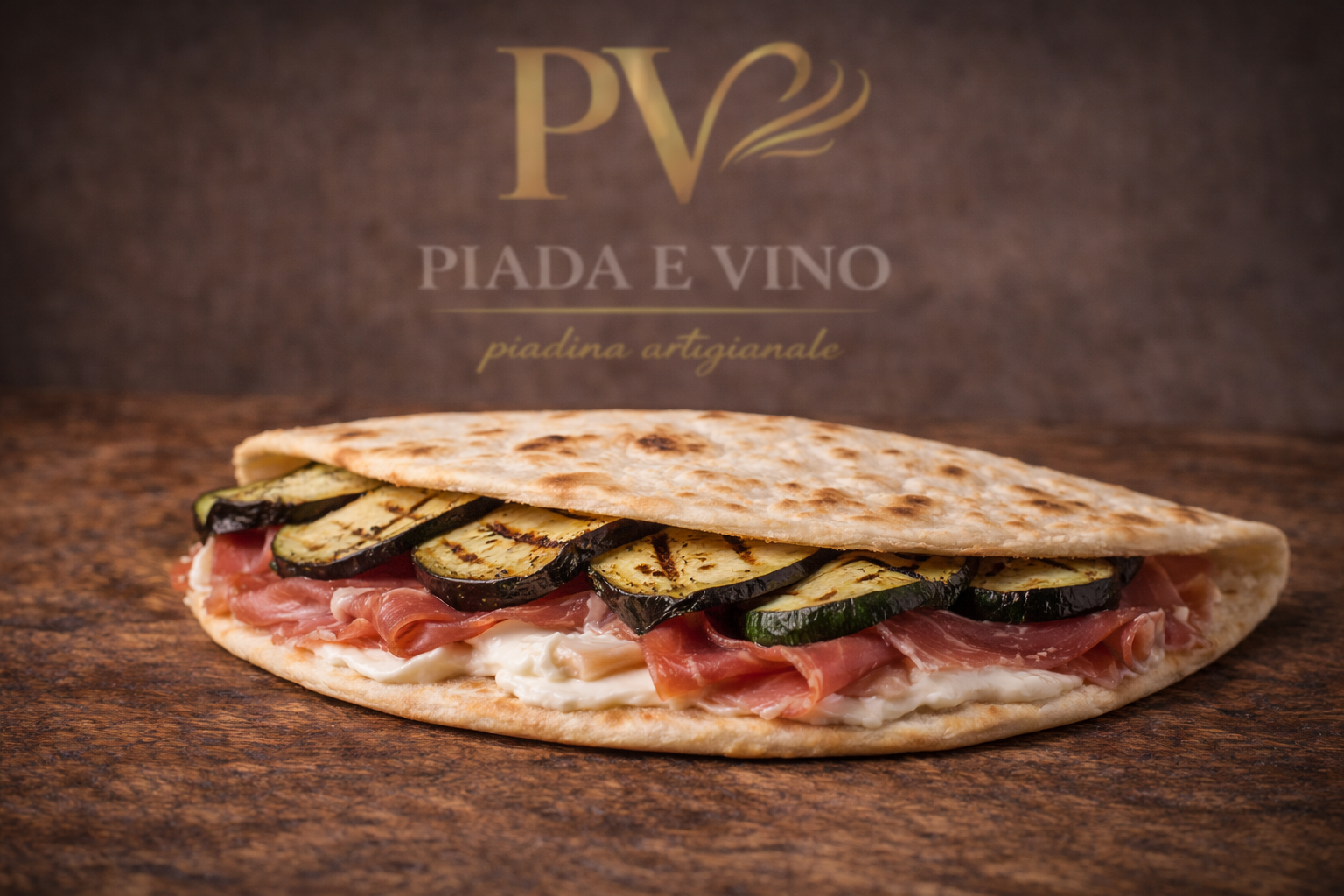 Piadina con prosciutto crudo, squacquerone e zucchine grigliate
