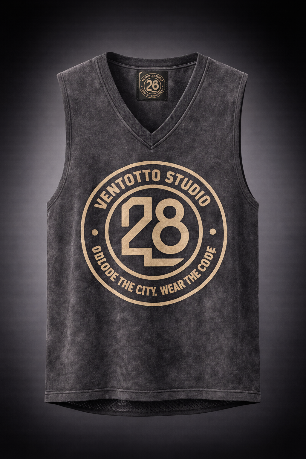 Washed Black V-Neck Tee Ärmellos – Ventotto Concrete Edition